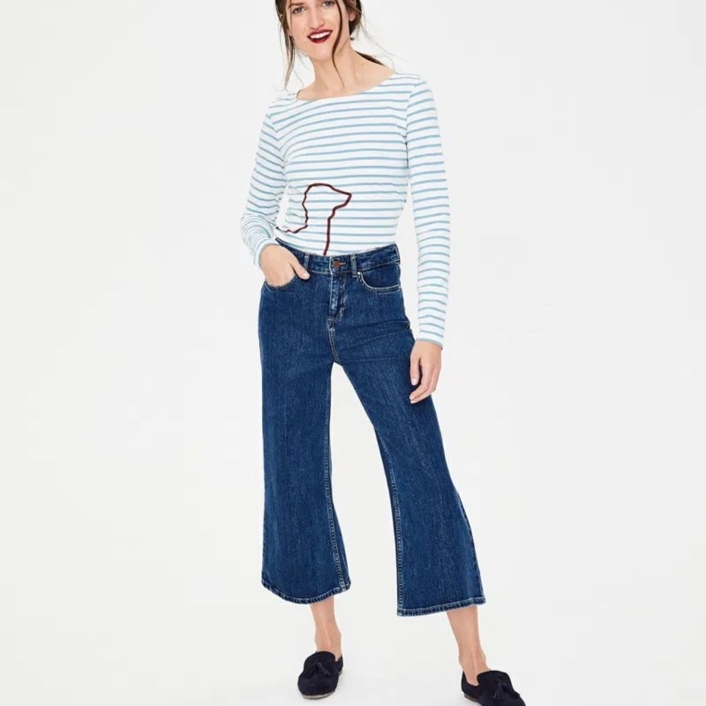 Boden The York Cropped Wide‎ Leg Jeans Sz 2